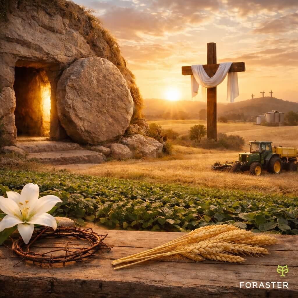 Feliz Páscoa A Páscoa carrega uma das mensagens mais profundas que existem: renovação, esperança e recomeço.
No agronegócio, vivemos isso diariamente. Cada safra é um novo ciclo. Cada plantio exige fé no que ainda não se vê. Cada colheita é fruto de dedicação, resiliência e confiança no tempo certo.
Assim como a terra nos ensina que é preciso semear para depois colher, a Páscoa nos relembra que há propósito em cada processo — e que, mesmo após os momentos mais difíceis, a vida sempre encontra uma forma de recomeçar.
A ressurreição de Cristo é o maior símbolo dessa verdade: de que há vida, há esperança e há novos começos.
Que essa Páscoa nos inspire a seguir firmes, com fé no caminho, responsabilidade no que fazemos e gratidão por tudo aquilo que cultivamos — na terra e na vida.
São os votos da equipe Foraster Agrointeligência.
---
Jurídico, Gestão, Inovação e Tecnologia são os quatro pilares de consultoria e assessoria no Agronegócio da Foraster Agrointeligência.
Contato@foraster.com.br
Foraster.com.br
