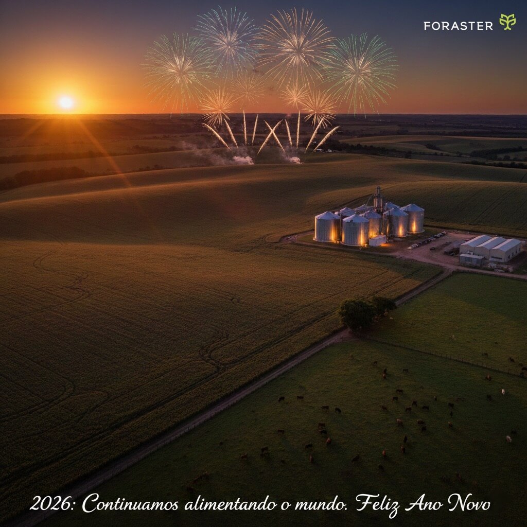 Mensagem de Final de Ano Com o coração cheio de gratidão, olhamos para 2025 como um ano de bênçãos e superação em todo o agro brasileiro. Agradecemos a Deus pela força diária e pela união que permitiu ao nosso setor alimentar o mundo com qualidade e sustentabilidade.
Juntos, celebramos as conquistas de uma cadeia produtiva vibrante, onde a fé na terra e o compromisso com o trabalho geraram parcerias verdadeiras e resultados sólidos.
Que o ciclo que se inicia em 2026 venha sob a mesma proteção: com mercados prósperos, saúde abundante e a paz necessária para continuarmos crescendo. Que todos tenhamos alegria e colheita farta.
Feliz Ano Novo! Gratidão pelo caminho percorrido e fé na jornada que virá.
São os votos da equipe Foraster Agrointeligência
---
Jurídico, Gestão, Inovação e Tecnologia são os quatro pilares de consultoria e assessoria no Agronegócio da Foraster Agrointeligência.
Contato@foraster.com.br
Foraster.com.br